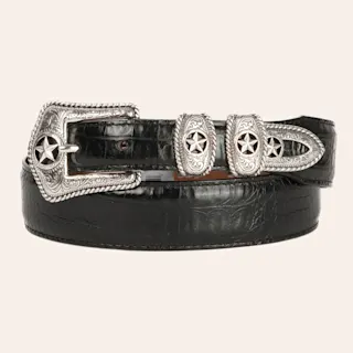 Tony Lama Men's Black Country Croc Print Western Belt