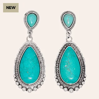 Southern Grace Silver & Turquoise Teardrop Dangle Earrings